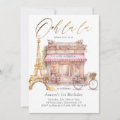 Oh, La! Gold French Paris Café Birthday Einladung (Vorderseite)
