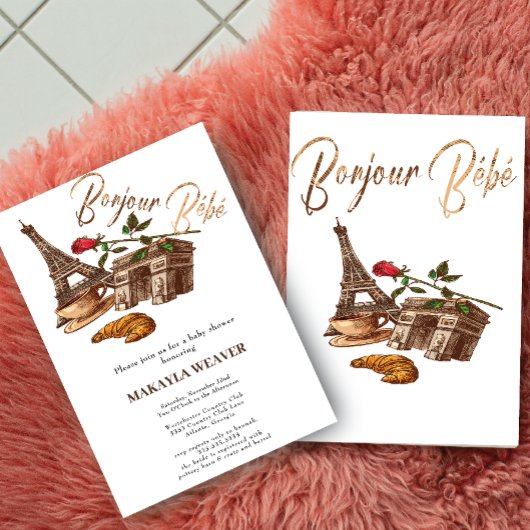 Oh, La! Golden French Paris Kinderdusche Einladung