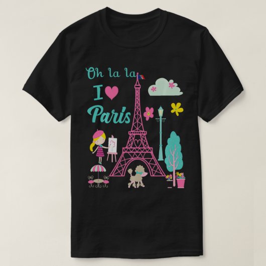 Oh la I Liebe Paris Eiffel Turm Französisch Tradit T-Shirt (Design vorne)