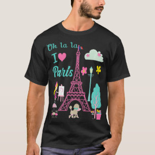 Oh la I Liebe Paris Eiffel Turm Französisch Tradit T-Shirt