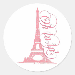 Oh La La - Eiffel Tower Paris Frankreich Runder Aufkleber