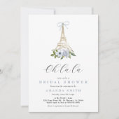 Oh là là Paris Französisch Blue Eiffel Brautparty Einladung (Vorderseite)
