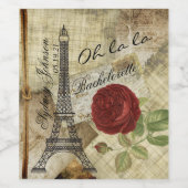 Oh la la - Paris Styled Junggeselinnen-Abschied Weinetikett (Einzelnes Label)