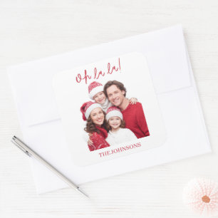 Oh La La Personalisierter Familienfoto-Aufkleber Quadratischer Aufkleber