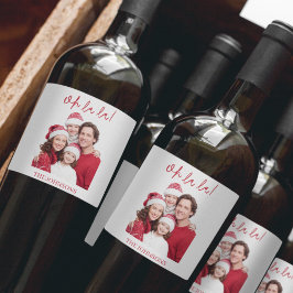 Oh La La Personalized Photo Christmas Wine Label Weinetikett