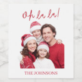 Oh La La Personalized Photo Christmas Wine Label Weinetikett (Einzelnes Label)