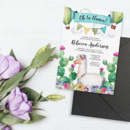 Oh La Llama Watercolor Babydusche Fiesta Einladung