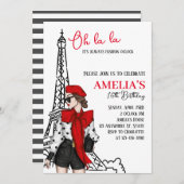 Oh la Paris Birthday Einladung (Vorne/Hinten)