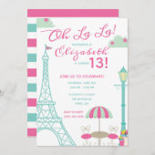 Oh, La! Paris, Frankreich - Geburtstagsparty Einladung (Vorne/Hinten)