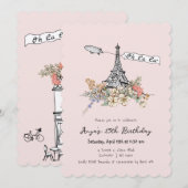 Oh La Paris Parisian Birthday Einladung (Vorne/Hinten)