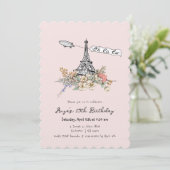 Oh La Paris Parisian Birthday Einladung (Stehend Vorderseite)