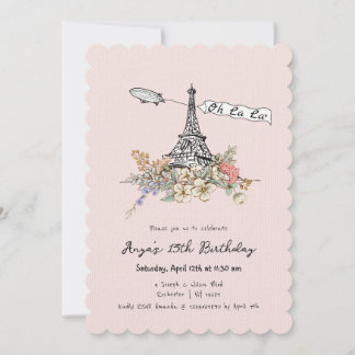 Oh La Paris Parisian Birthday Einladung