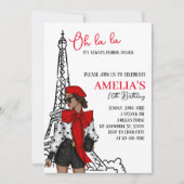 Oh la Paris Red Birthday Einladung (Vorderseite)