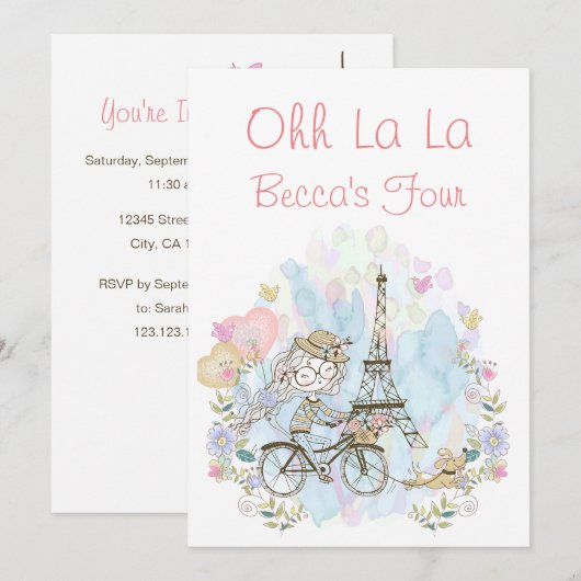 Oh La Parisian Einladung (Vorne/Hinten)
