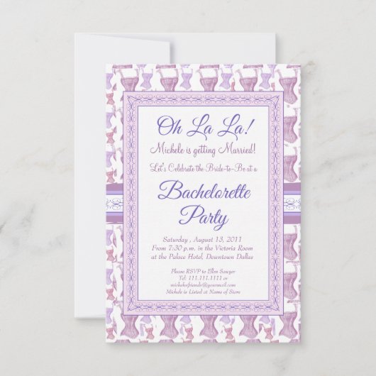 Oh La Pink Corset Junggeselinnen-Abschied Einladun Einladung (Vorderseite)