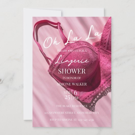Oh La Pink Lingerie Bridal Dusche Einladung (Vorderseite)