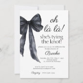 oh la Sie bindet das schwarze Brautparty des Knote Einladung (Vorderseite)