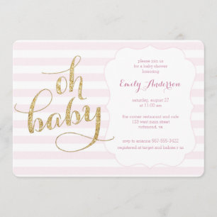 Oh laden Baby-Rosa-GoldGlitzer-Baby-Dusche ein Einladung