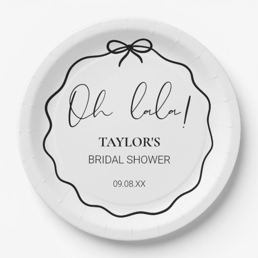Oh Lala! | Modern Minimalist Bridal Shower  Pappteller (Vorderseite)