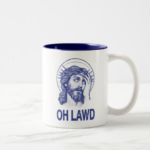 Oh Lawd Funny Jesus Zweifarbige Tasse