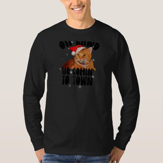 Oh Lawd He Comin' Chonk Weihnachtskatze Meme Funny T-Shirt (Vorderseite)