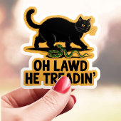 Oh Lawd He Treadin' Funny Cat Vinyl Aufkleber