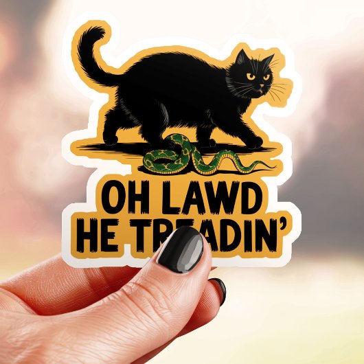 Oh Lawd He Treadin' Funny Cat Vinyl Aufkleber