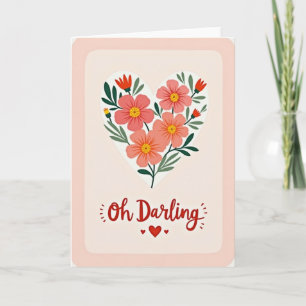 Oh Liebling Florales Herz Liebeskarte Karte