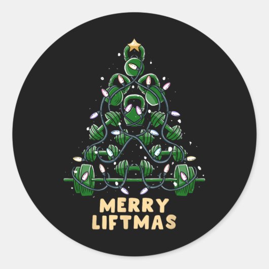 Oh Liftmas Tree Kettlebell Gym Ugly Weihnachten Runder Aufkleber (Vorderseite)