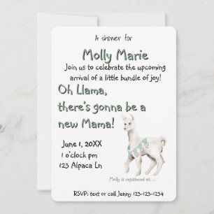 Oh Llama Mama Baby Shower Einladung