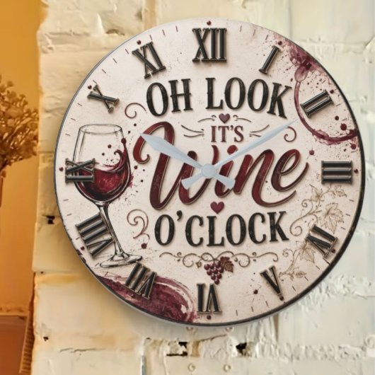 Oh Look It's Wine O'Clock Große Wanduhr