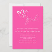 Oh, Mädchen! Minimalistische, einfache Rosa Babydu Einladung (Vorderseite)