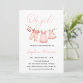 Oh Mädchen pink Babydusche Einladung (Stehend Vorderseite)