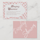 Oh Mädchen! rosa geprüft | Gingham Display Shower Begleitkarte (Vorne/Hinten)