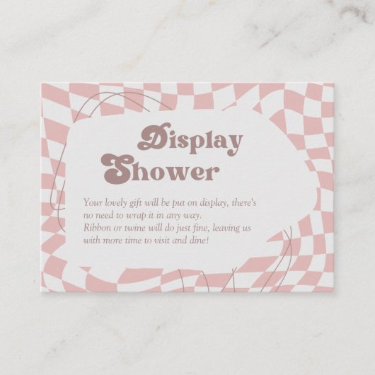 Oh Mädchen! rosa geprüft | Gingham Display Shower Begleitkarte (Vorderseite)