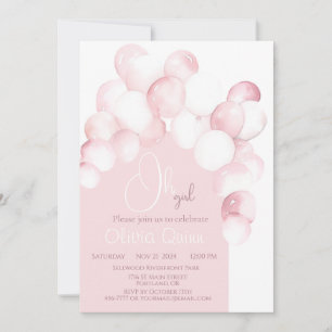 Oh Mädchen rosa Luftballons Bogen Babyparty Einladung