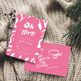 Oh Mädchen! Rose pink Schachtel Gingham Babydusche Einladung