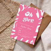 Oh Mädchen! Rose pink Schachtel Gingham Babydusche Einladung