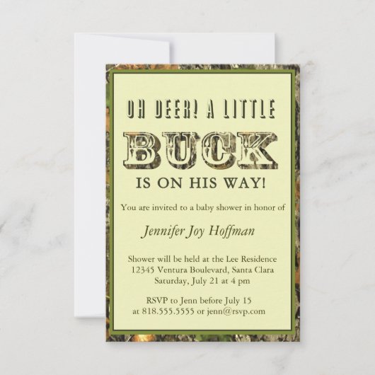 Oh Mann, ein kleiner Schwanz ist auf dem Weg! Camo Einladung (Vorderseite)