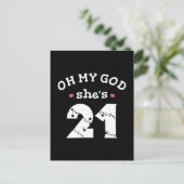 Oh mein Gott, sie ist 21 Jahre alt Postkarte (Stehend Vorderseite)