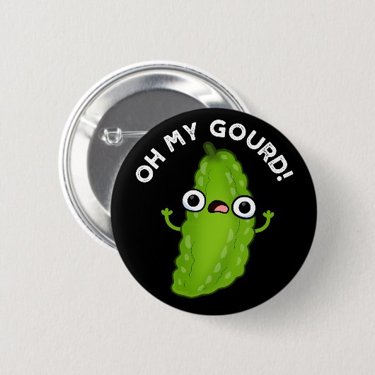 Oh mein Gourd Funny Veggie Pun Dark BG Button (Vorne & Hinten)