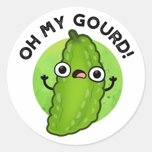 Oh mein Gourd Funny Veggie Pun Runder Aufkleber (Vorderseite)