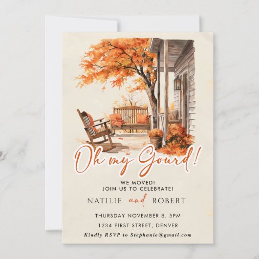 Oh mein Gourmets Autumn Pumpkin Housewarming Party Einladung (Vorderseite)