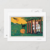 Oh, mein Halloween Black Cat Scaring Kids Postkarte (Vorne/Hinten)