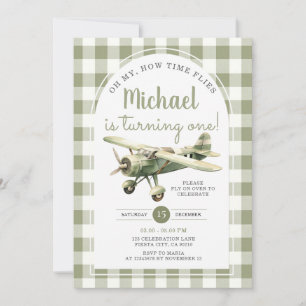 Oh, mein Wie fliegt Flugzeug Geburtstag Green Ging Einladung