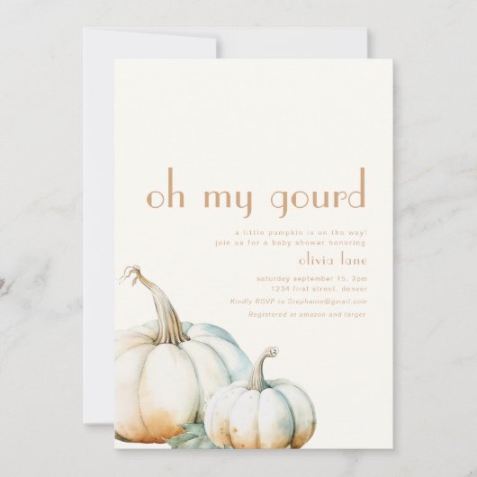 Oh, meine Gourd Baby Dusche Einladung (Vorderseite)
