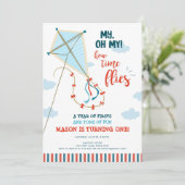 Oh, meine Zeit fliegt Kite Summer Boy ersten Gebur Einladung (Stehend Vorderseite)