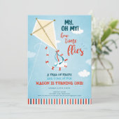 Oh, meine Zeit fliegt Kite Summer Boy ersten Gebur Einladung (Stehend Vorderseite)