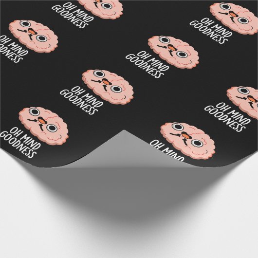 Oh Mind Goodness Funny Brain Pun Dark BG Geschenkpapier (Ecke)