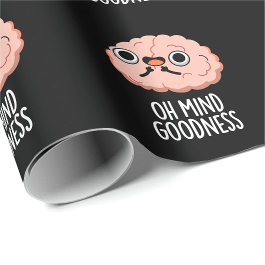 Oh Mind Goodness Funny Brain Pun Dark BG Geschenkpapier (Rolleneckpunkt)